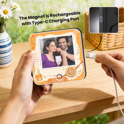 Personalized Raksha Bandhan Gift Customized Music Fridge Magnet with USB-C Rechargeable Sibling Blessing Gift for Bhaiya Behen Rakhi Surprise for Sister